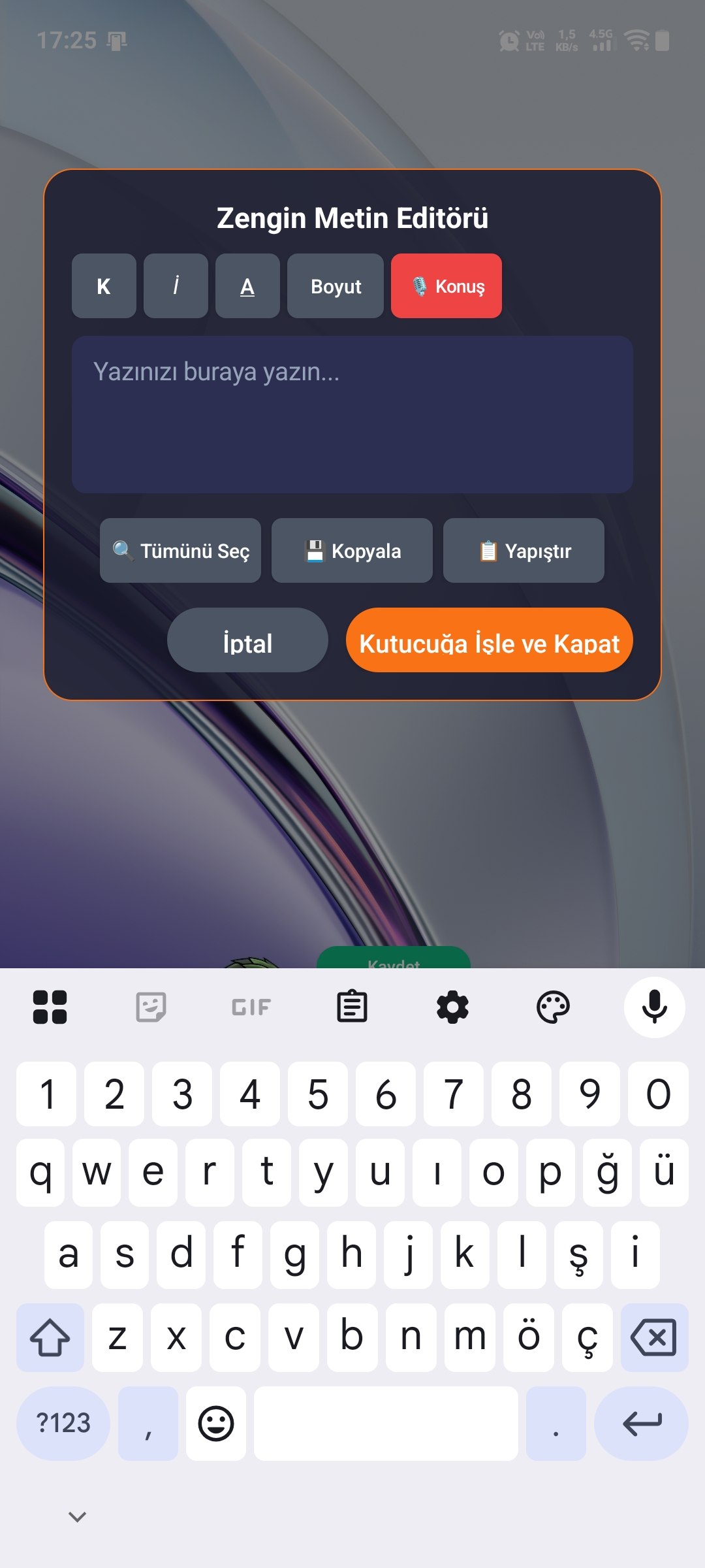 Zengin Metin Ayarları